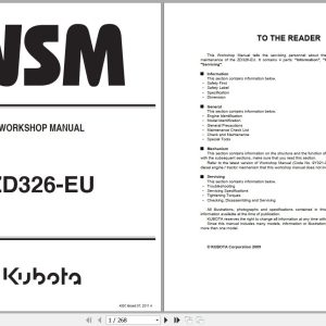 Kubota ZD326 EU Workshop Manual 9M111 03011 1