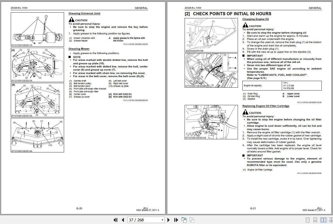 Kubota ZD326 EU Workshop Manual 9M111 03011 2