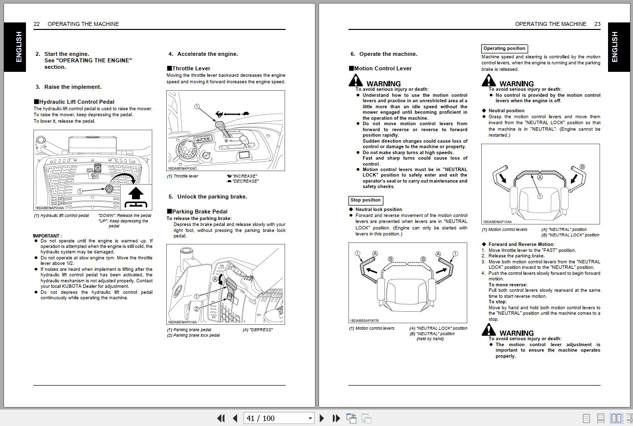 Kubota Zero Turn Mower ZD1011 ZD1021 Operators Manual K3411 7121 2 2