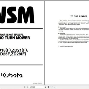 Kubota Zero Turn Mower ZD18F ZD21F ZD25F ZD28F Workshop Manual 9Y011 15062 1