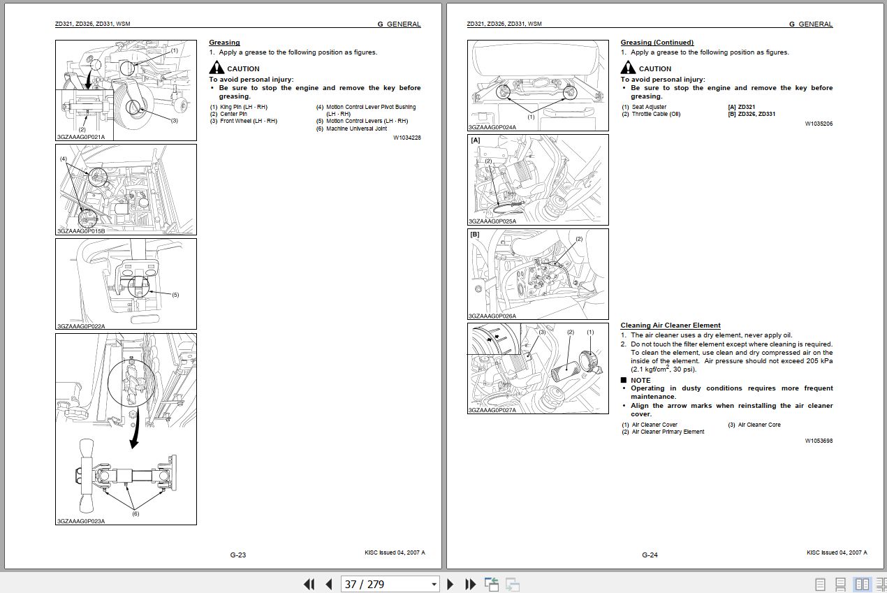 Kubota Zero Turn Mower ZD321 ZD326 ZD331 Workshop Manual 9Y111 00092 2