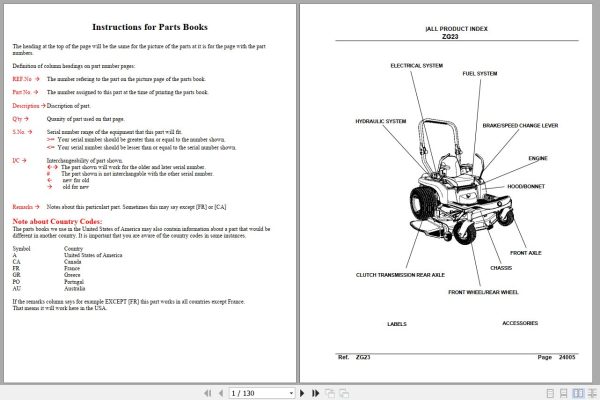 Kubota Zero Turn Mower ZG23 Parts Manual 1
