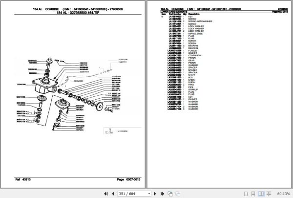 Laverda Combine 184 AL Parts Catalog 27958500 3