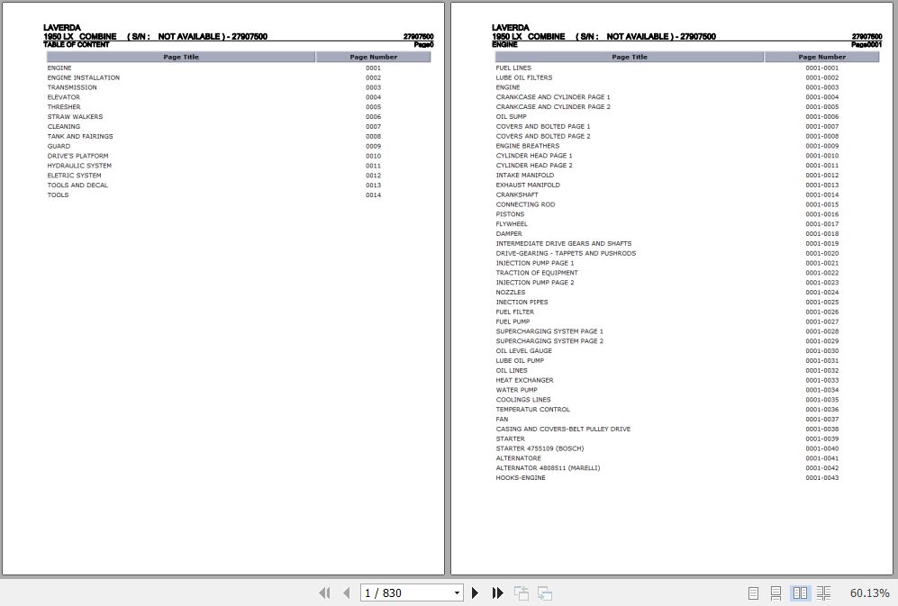 Laverda Combine 1950 LX Parts Catalog 27907500 1