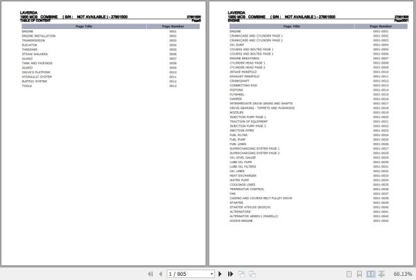 Laverda Combine 1950 MCS Parts Catalog 27901500 1