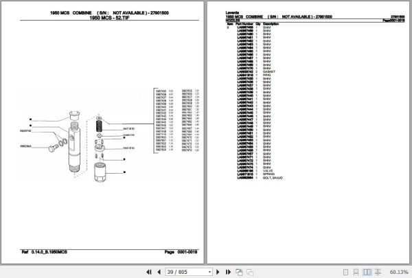 Laverda Combine 1950 MCS Parts Catalog 27901500 2