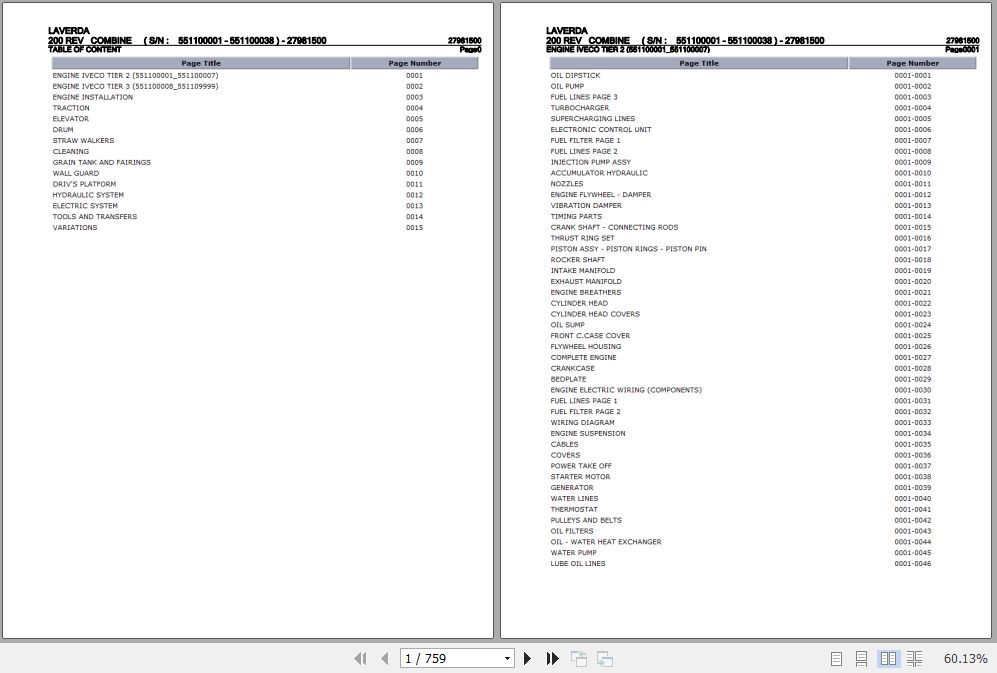Laverda Combine 200 REV Parts Catalog 27981500 1
