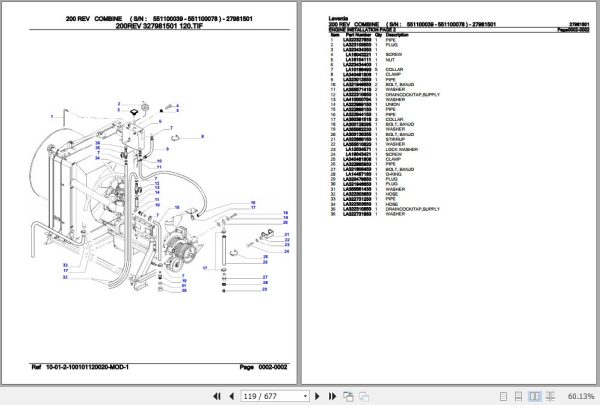 Laverda Combine 200 REV Parts Catalog 27981501 2