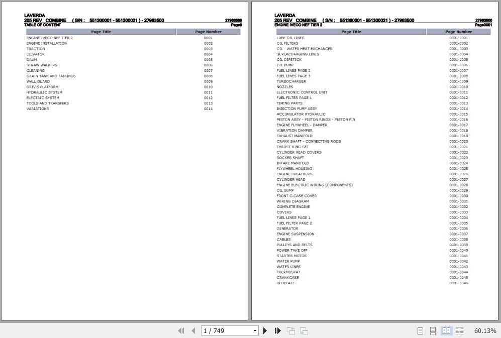 Laverda Combine 205 REV Parts Catalog 27963500 1