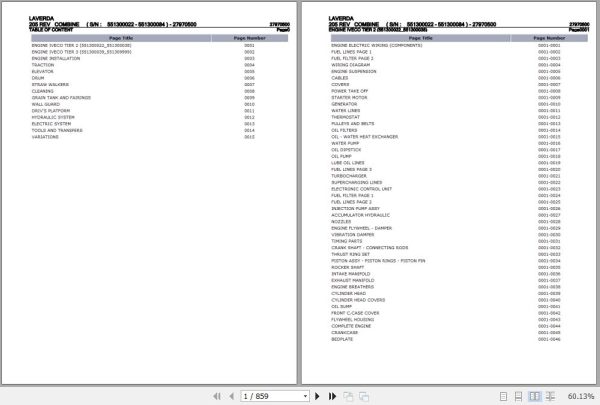 Laverda Combine 205 REV Parts Catalog 27970500 1