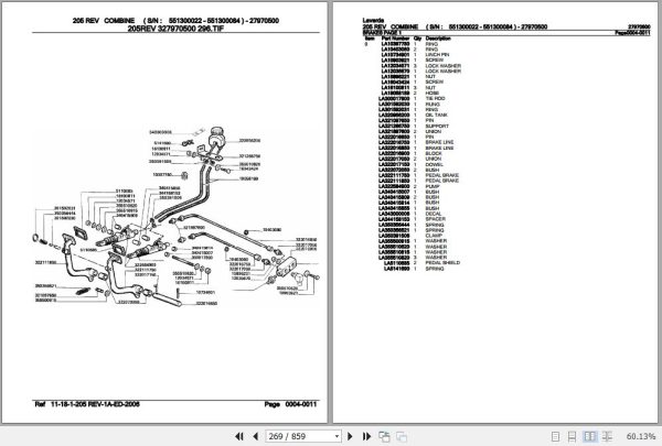 Laverda Combine 205 REV Parts Catalog 27970500 3