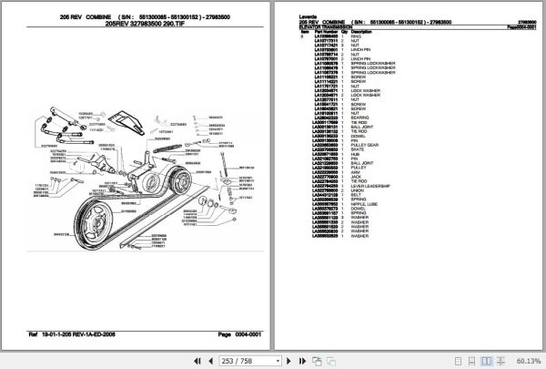 Laverda Combine 205 REV Parts Catalog 27983500 2