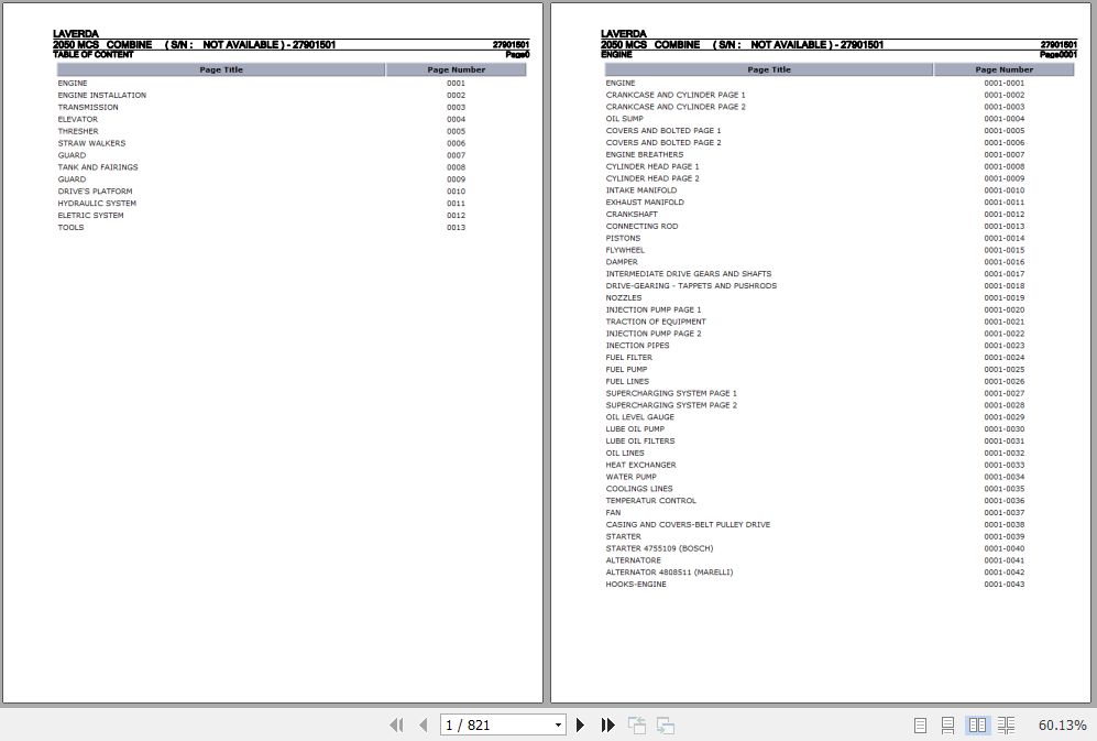Laverda Combine 2050 MCS Parts Catalog 27901501 1