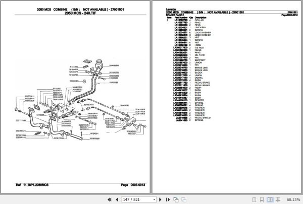Laverda Combine 2050 MCS Parts Catalog 27901501 2