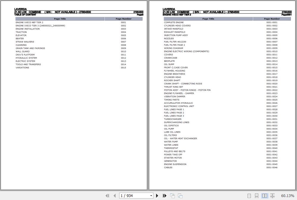 Laverda Combine 21.50 LXE Parts Catalog 27954500 1