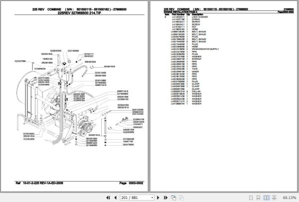 Laverda Combine 225 REV Parts Catalog 27968500 2
