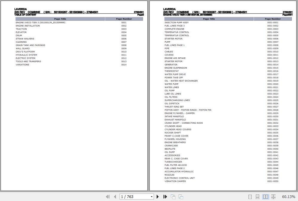 Laverda Combine 225 REV Parts Catalog 27984501 1