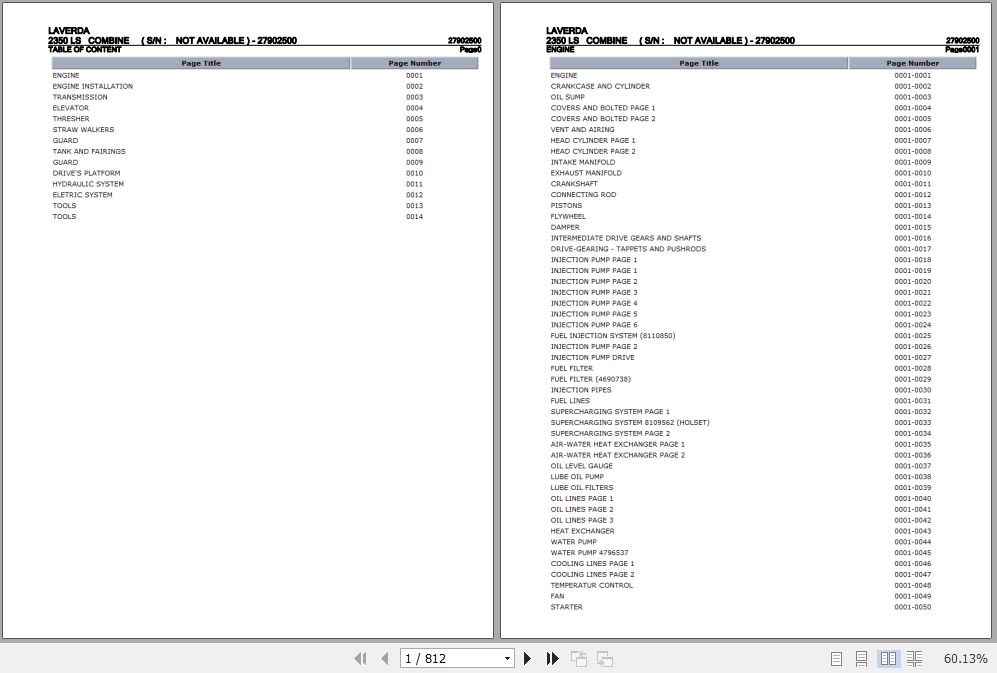 Laverda Combine 2350 LS Parts Catalog 27902500 1