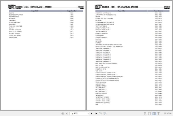 Laverda Combine 2350 LX Parts Catalog 27908500 1