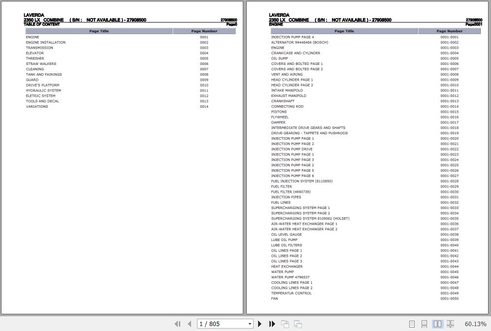 Laverda Combine 2350 LX Parts Catalog 27908500 1