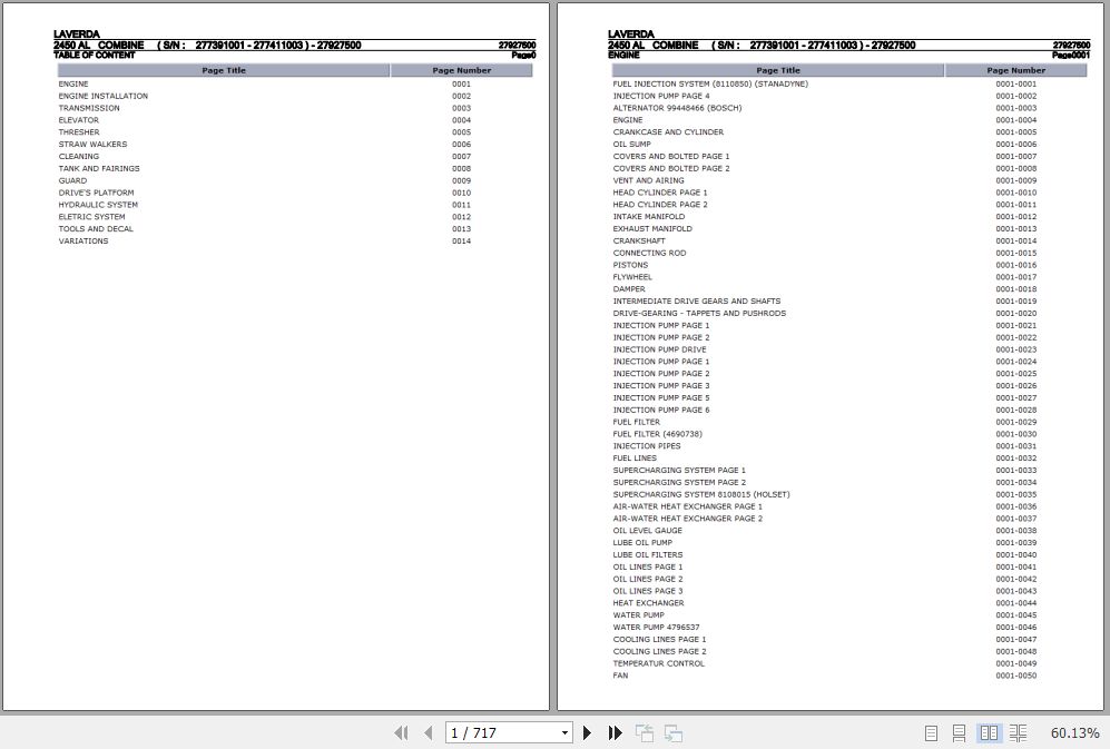 Laverda Combine 2450 AL Parts Catalog 27927500 1