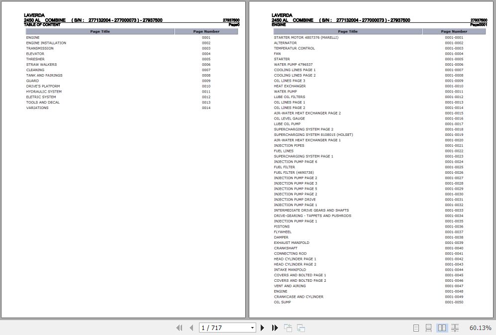 Laverda Combine 2450 AL Parts Catalog 27937500 1