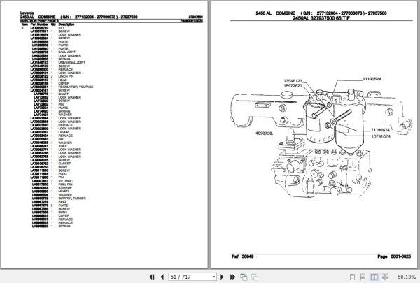 Laverda Combine 2450 AL Parts Catalog 27937500 2