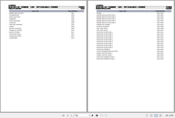 Laverda Combine 25.50 LXE LS Parts Catalog 27938500 1