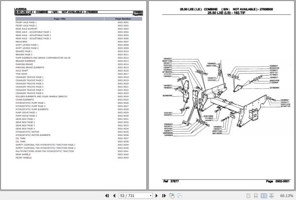Laverda Combine 25.50 LXE LS Parts Catalog 27938500 2