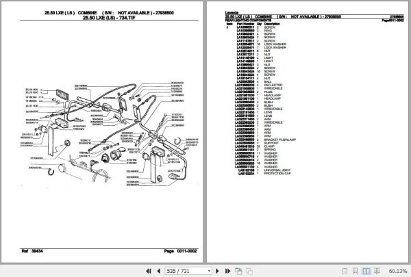 Laverda Combine 25.50 LXE LS Parts Catalog 27938500 3