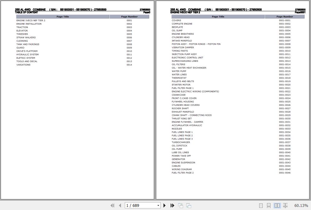 Laverda Combine 255 AL 4WD Parts Catalog 27950500 1