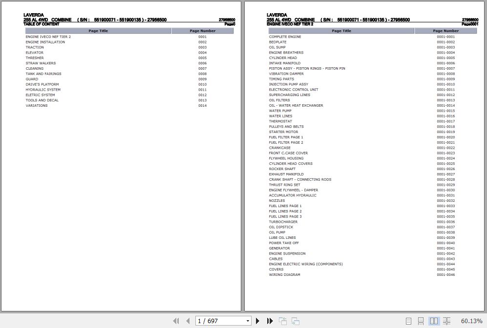 Laverda Combine 255 AL 4WD Parts Catalog 27956500 1