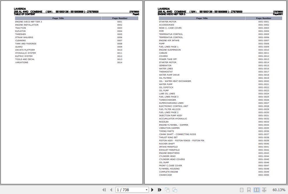 Laverda Combine 255 AL 4WD Parts Catalog 27979500 1