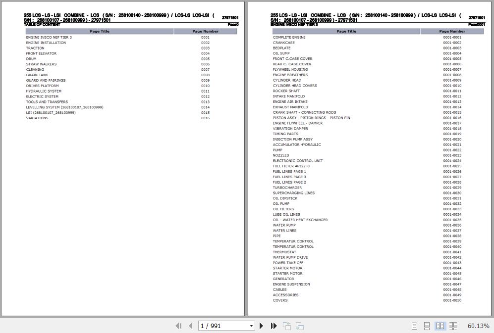 Laverda Combine 255 LCS LS LSI Parts Catalog 27971501 1