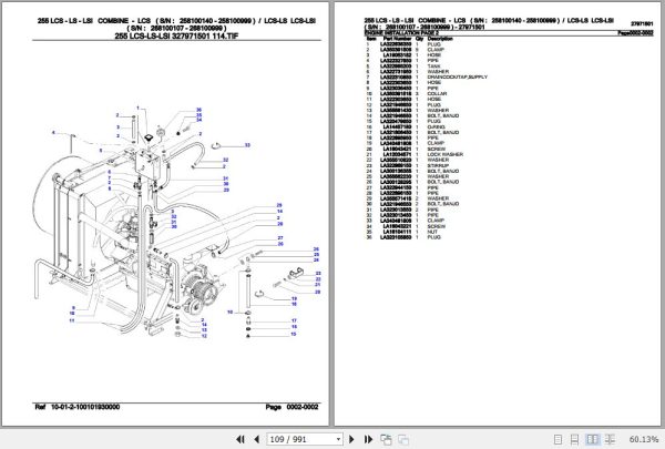 Laverda Combine 255 LCS LS LSI Parts Catalog 27971501 2