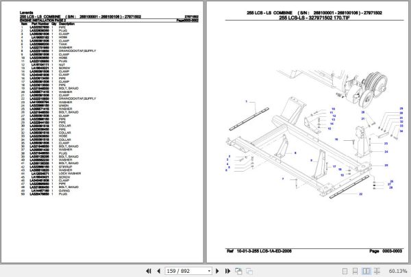 Laverda Combine 255 LCS LS Parts Catalog 27971502 2