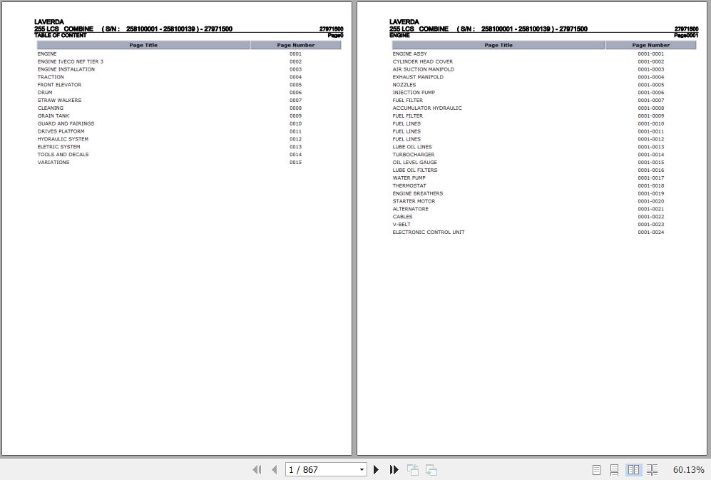 Laverda Combine 255 LCS Parts Catalog 27971500 1