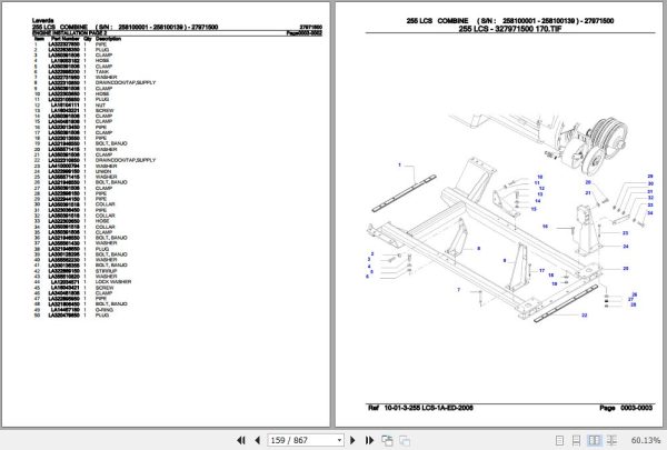Laverda Combine 255 LCS Parts Catalog 27971500 2