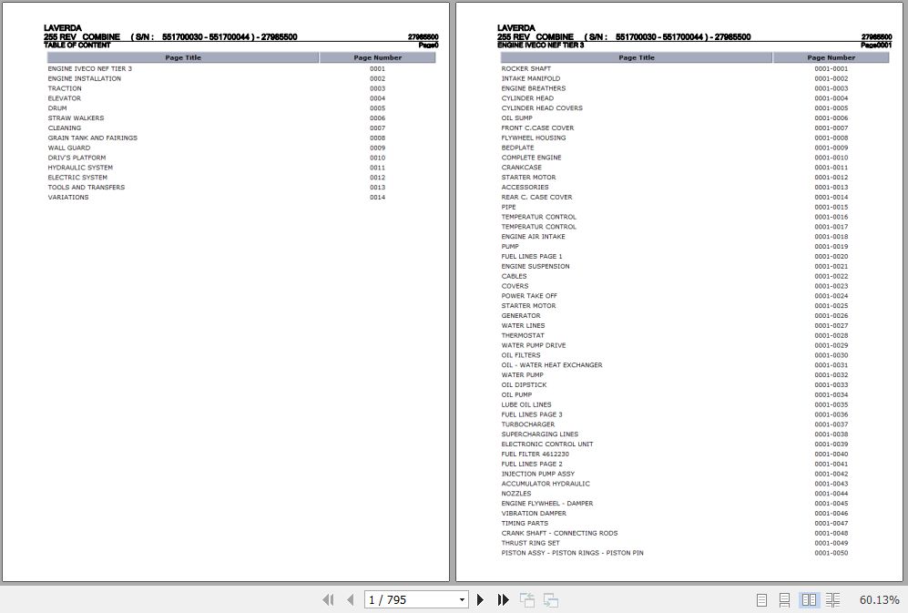 Laverda Combine 255 REV Parts Catalog 27985500 1