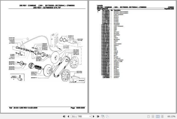 Laverda Combine 255 REV Parts Catalog 27985500 3
