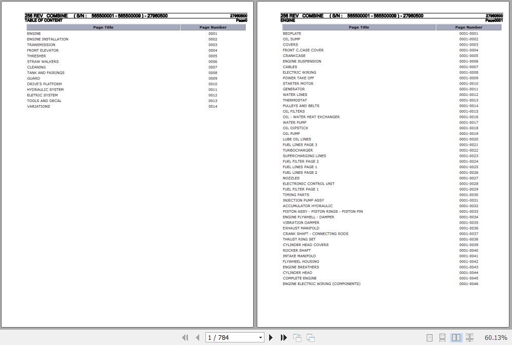 Laverda Combine 256 REV Parts Catalog 27960500 1