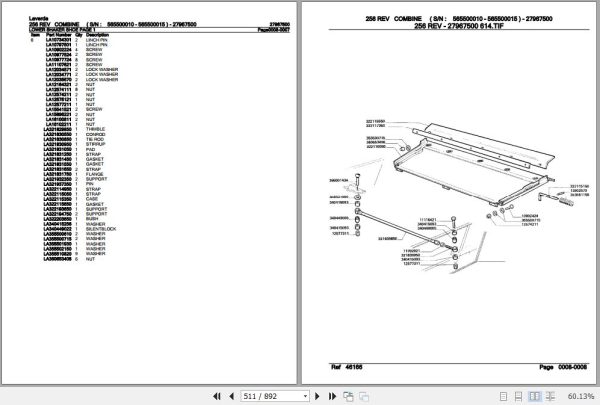 Laverda Combine 256 REV Parts Catalog 27967500 3