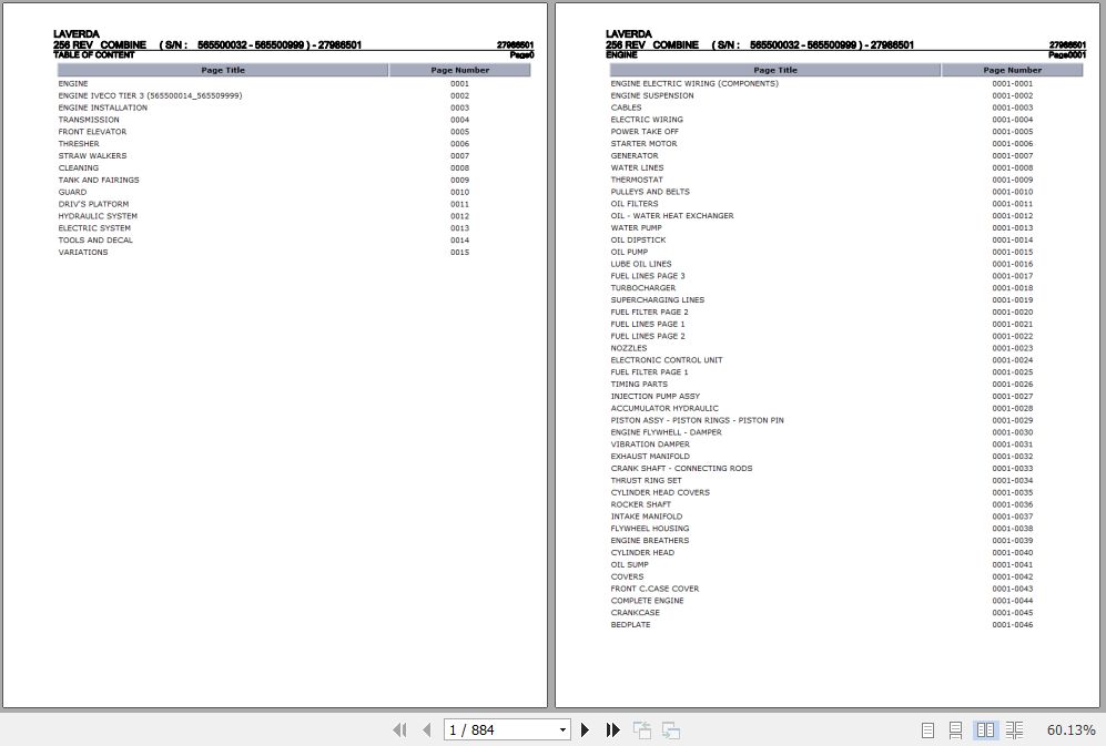 Laverda Combine 256 REV Parts Catalog 27986501 1