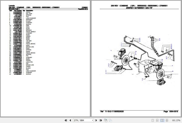 Laverda Combine 256 REV Parts Catalog 27986501 2