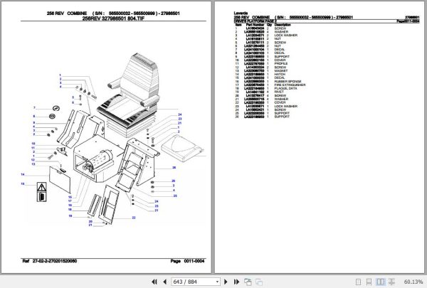 Laverda Combine 256 REV Parts Catalog 27986501 3