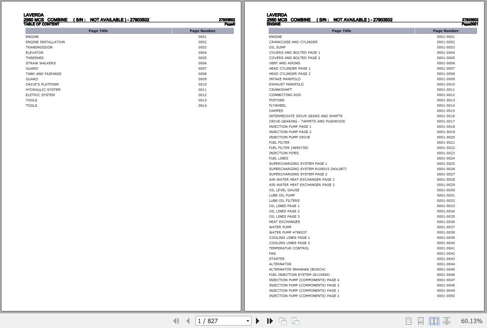 Laverda Combine 2560 MCS Parts Catalog 27903502 1