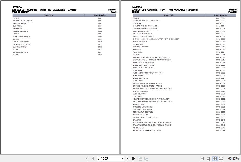 Laverda Combine 2760 LX LS Parts Catalog 27936501 1