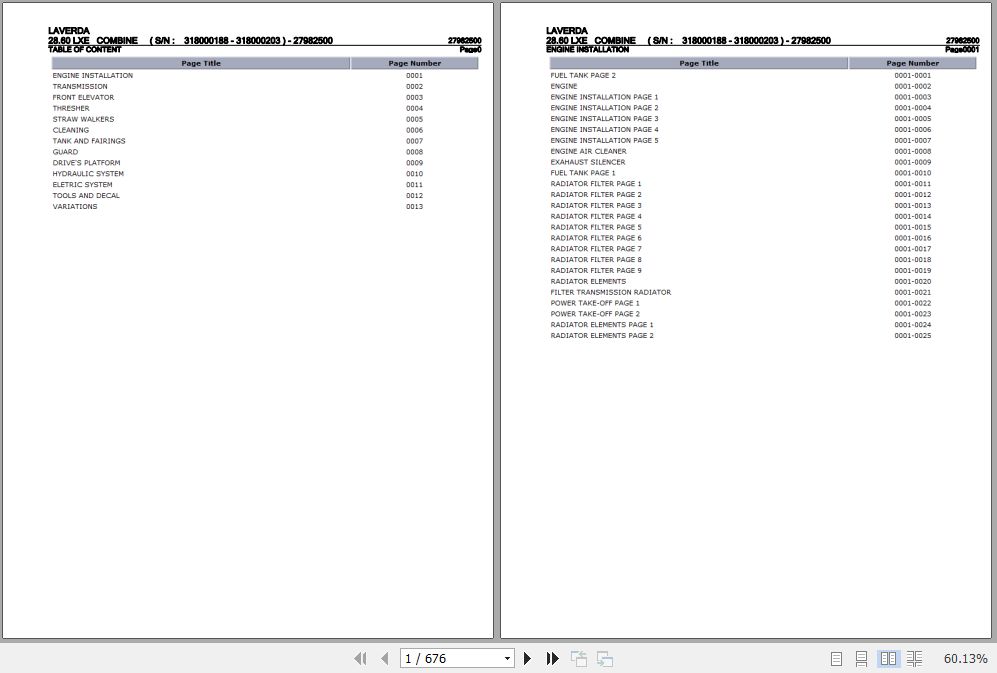 Laverda Combine 28.60 LXE Parts Catalog 27982500 1