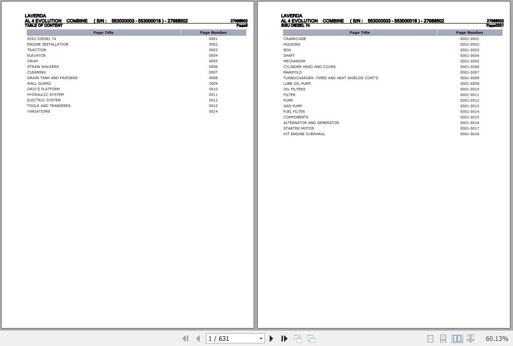 Laverda Combine AL 4 EVOLUTION Parts Catalog 27988502 1