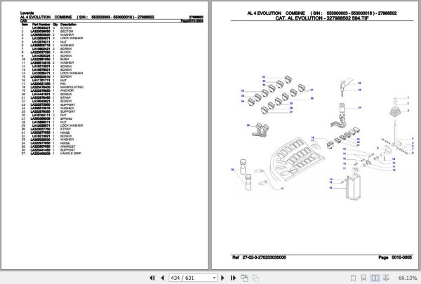 Laverda Combine AL 4 EVOLUTION Parts Catalog 27988502 3